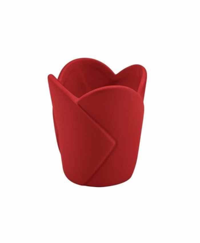 Immagine e commerce Vasetto in ceramica forma Tulipano diametro 8 alto 7 cm-Rosso