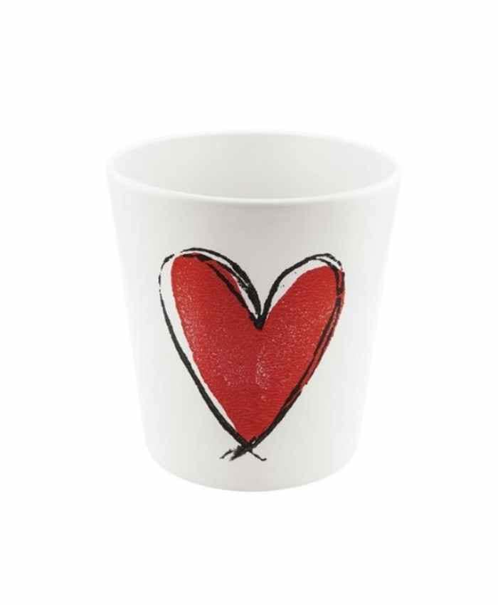 Immagine e commerce Caspò in ceramica bianca con disegno cuore diametro 10 cm