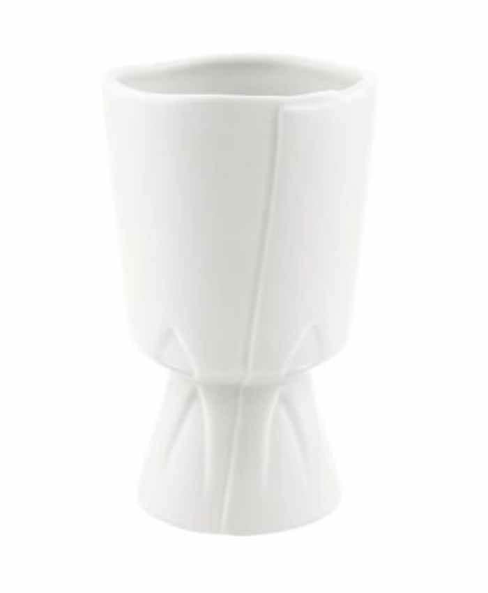 Immagine e commerce Coppa ceramica forma sotto mazzo Fiori diametro 13 alta 21 cm-Bianco