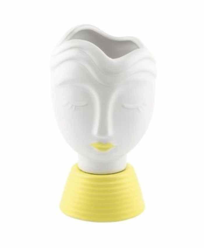 Immagine e commerce Busto ragazza in ceramica con rossetto in tono colore alto 24 cm-Giallo