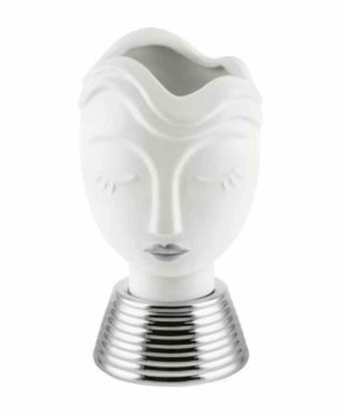 Immagine e commerce Busto ragazza in ceramica con rossetto in tono colore alto 24 cm-Argento