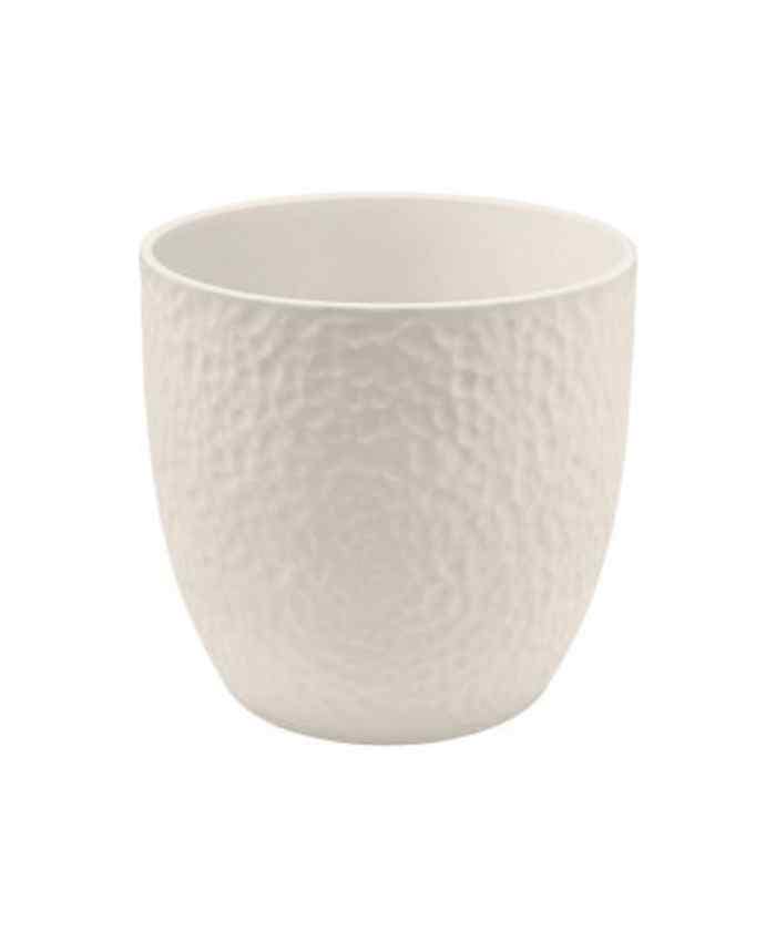 Immagine e commerce Porta vaso da interno in ceramica lavorata per piante vaso 18 cm Avorio