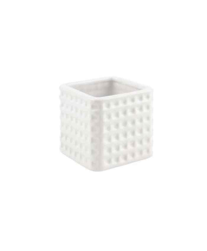 Immagine e commerce Portavaso Cubo sagomato puntinato Bianco misure in cm 8x8 h8