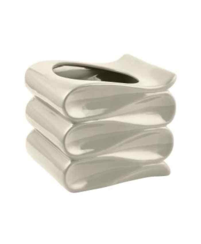 Immagine e commerce Portavaso per Orchidea cubo ondulato in ceramica smaltata Avorio