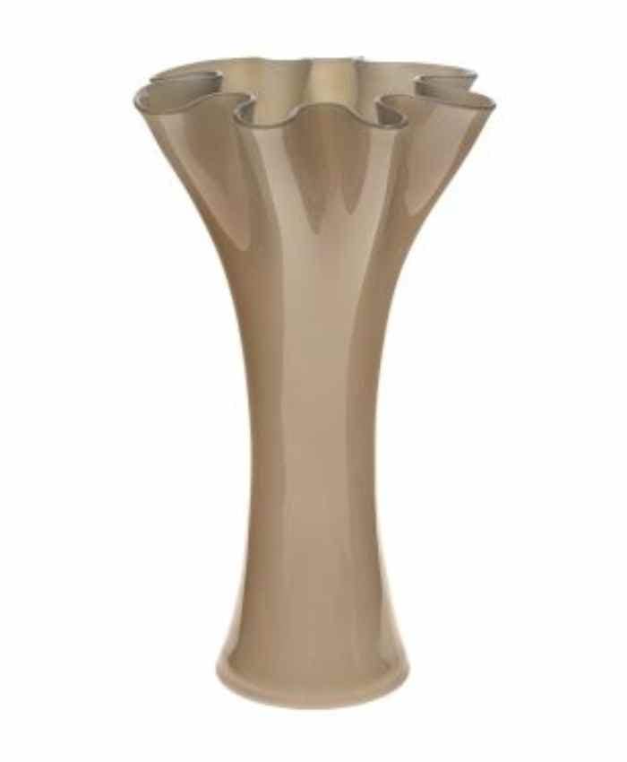 Immagine-e-commerce-Vaso arredo in vetro color avorio con orlo smerlato diametro 18 alto 30 cm