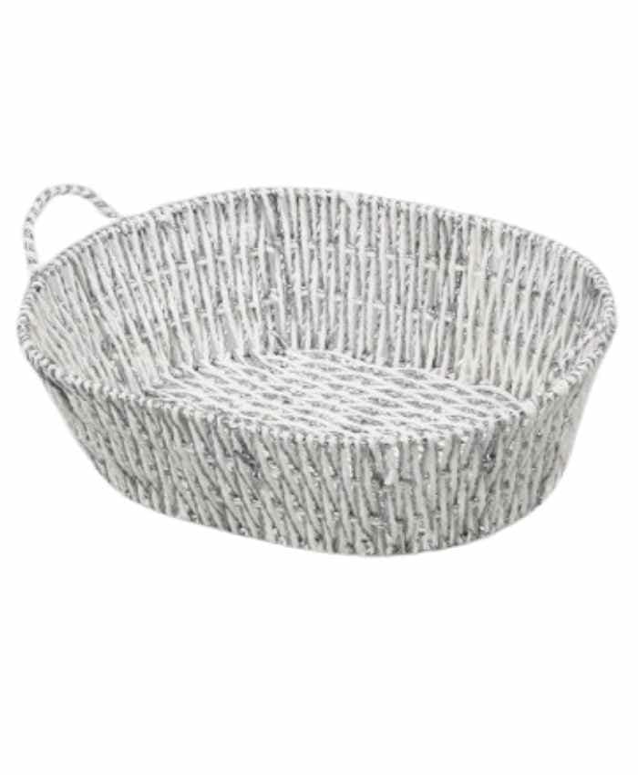 Immagine e commerce Cesto per confezionamento ovale alto in cordino Bianco e Argento cm 47x35 h 13