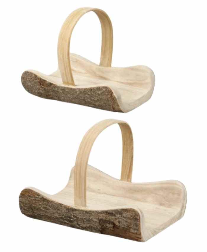 Cesto-per-Confezioni-natalizie-Set-2-Basi-in-Legno-corteccia-scavato-con-manico-cm-38x31-h-28-e-31x21-h-