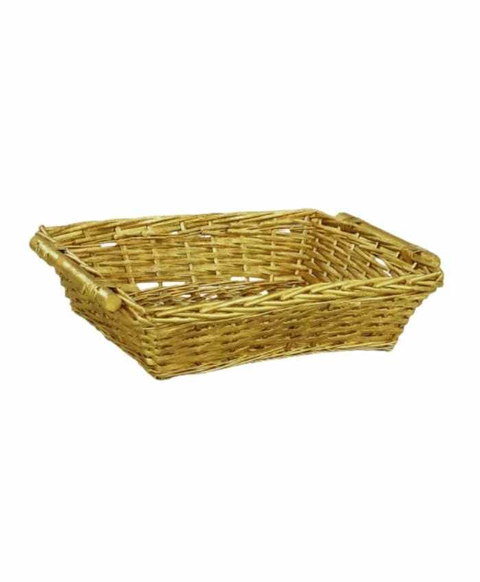 Immagine e commerce Cesto confezionamento rettangolare in vimini color oro cm 45x34 h 12