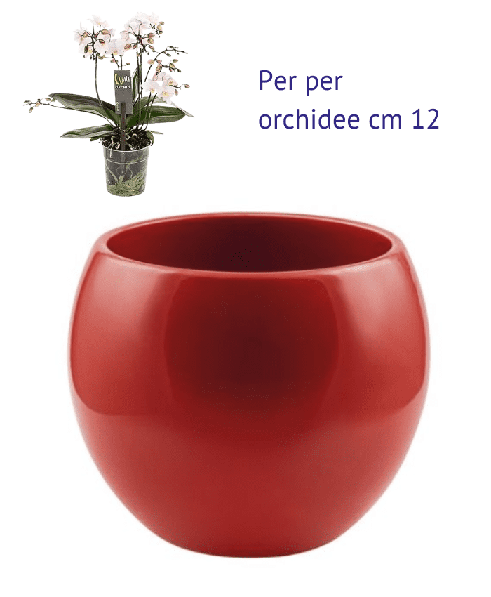 Immagine e commerce Sfera ceramica con superficie liscia per piante vaso 12 cm colore rosso