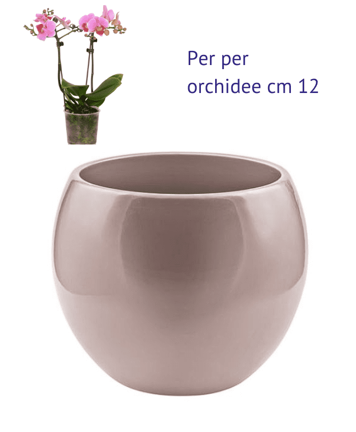 Immagine e commerce Sfera ceramica con superficie liscia per piante vaso 12 cm colore tortora