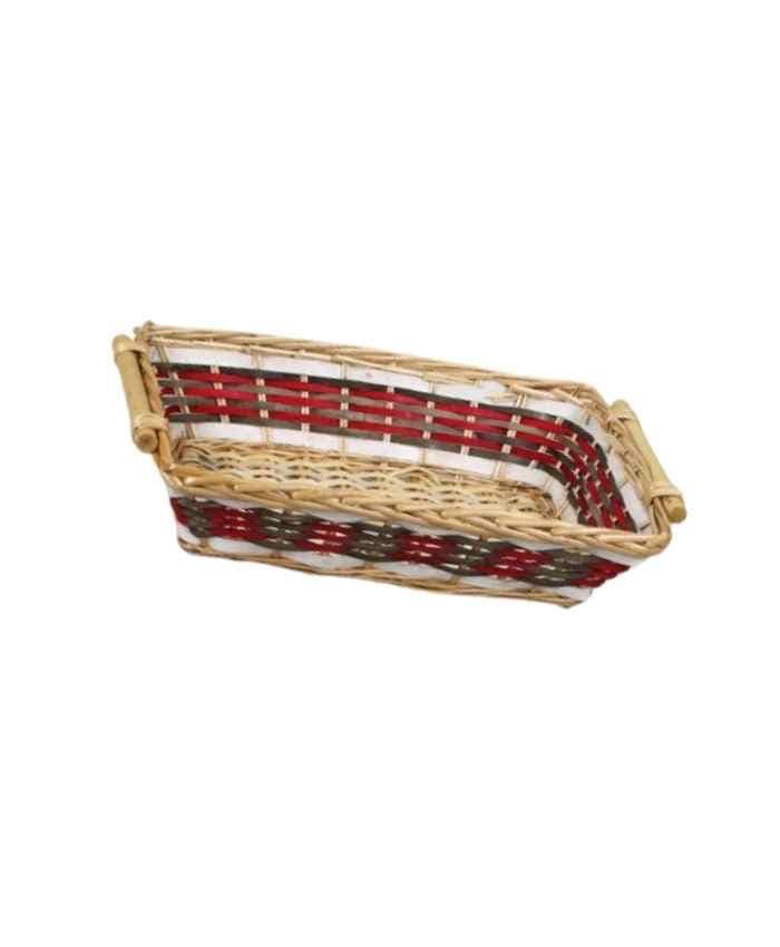 Immagine e commerce Cesto confezionamento Natale in vimini rettangolare rosso e bianco 41x28 cm