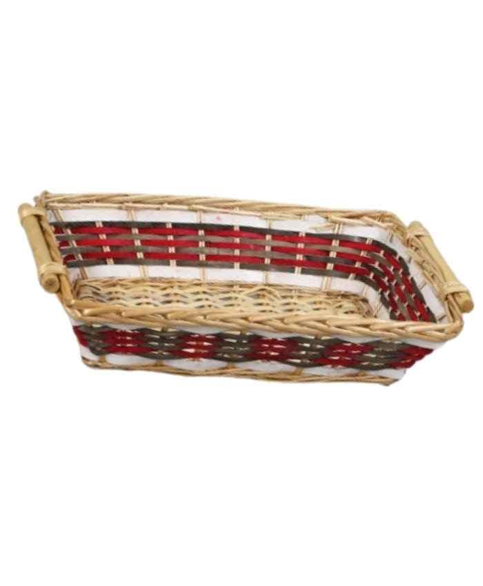 Immagine e commerce Cesto confezionamento Natale in vimini rettangolare rosso e bianco 55x40 cm