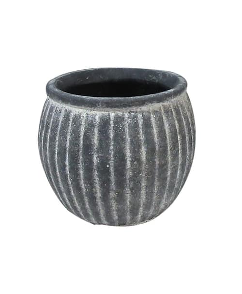 Immagine e commerce Cachepot in cemento grigio anticato baccellato cm 14 h12