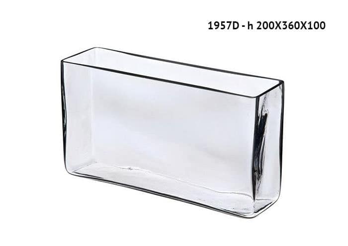 Vaso rettangolare in vetro spesso cm 36x10 h20 - Vasi rettangolari vetro