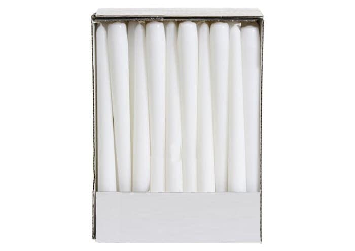 Candele coniche antigoccia altezza 25 cm box 48 pz - Bianco