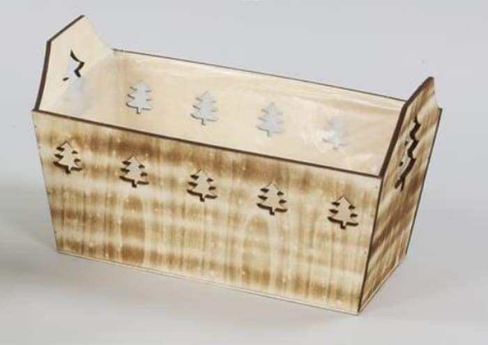 Immagine e commerce Cassetta legno savasata con sagoma campanelle cm 33x17 h16