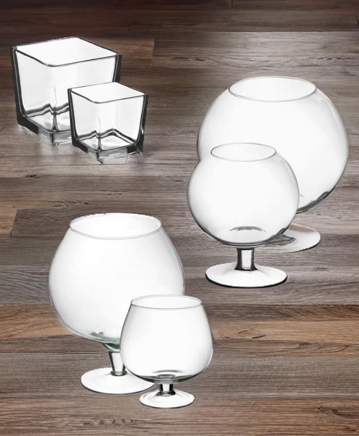 Mini Pacchetto Alzate Cubi e Sfere vetro economico Mix base 13 modelli 92 pz