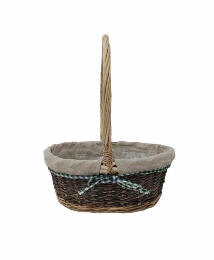 Immagine e commerce Cesto per confezioni Natale Ovale in vimini rivestito stoffa cm 26x19 h 10