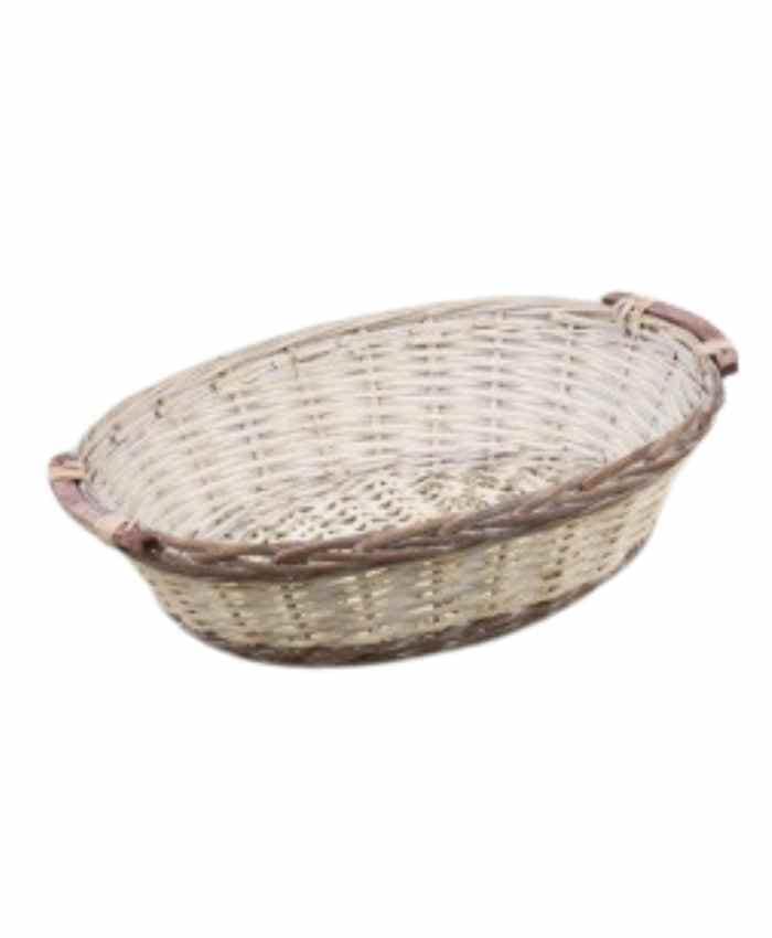 Immagine e commerce Cesto confezionamento Natalizio ovale in vimini bianco e marrone cm 50x39 h 13