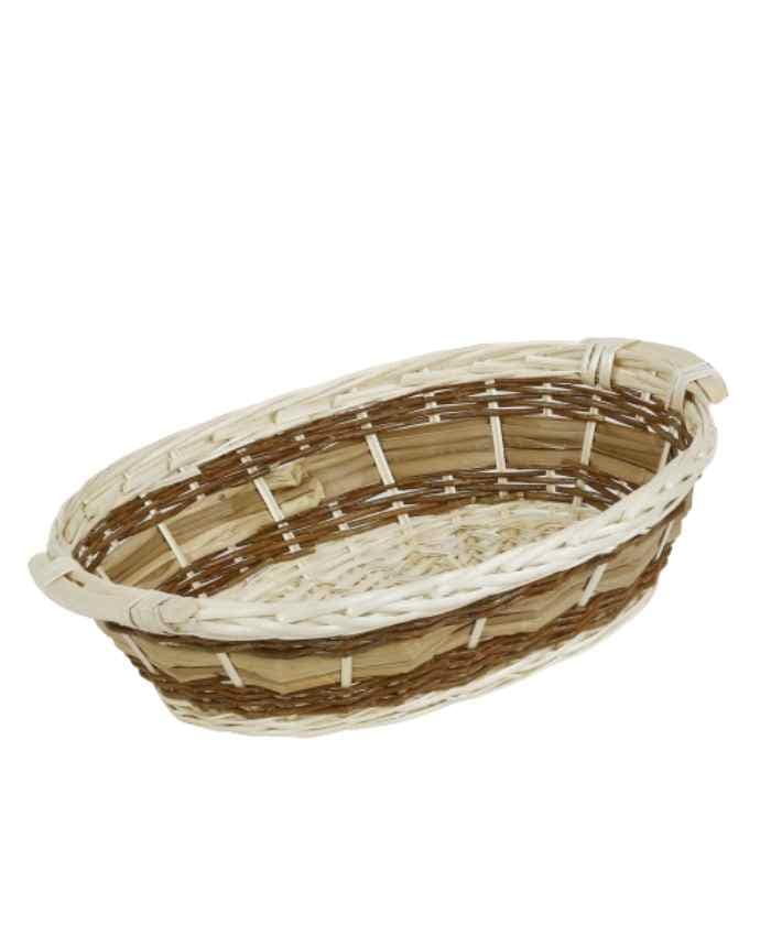 Immagine e commerce Cesto per confezioni natale bianco-marrone con fascia decorativa cm 51x41 h 13