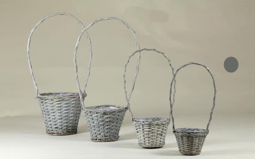 Immagine e commerce Cestini in vimini con manico grigio per piante vaso 12 cm